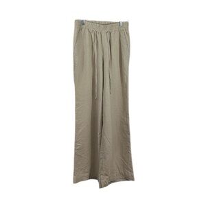 A New Day Women’s Small Linen Blend Wide Leg High Rise Flowy Pants Beige Tan